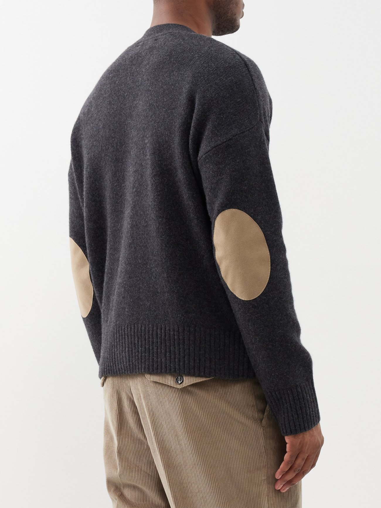 HSMQHJWE Men'S Sweater Elbow Patches Mens Woolen Sweater Mens