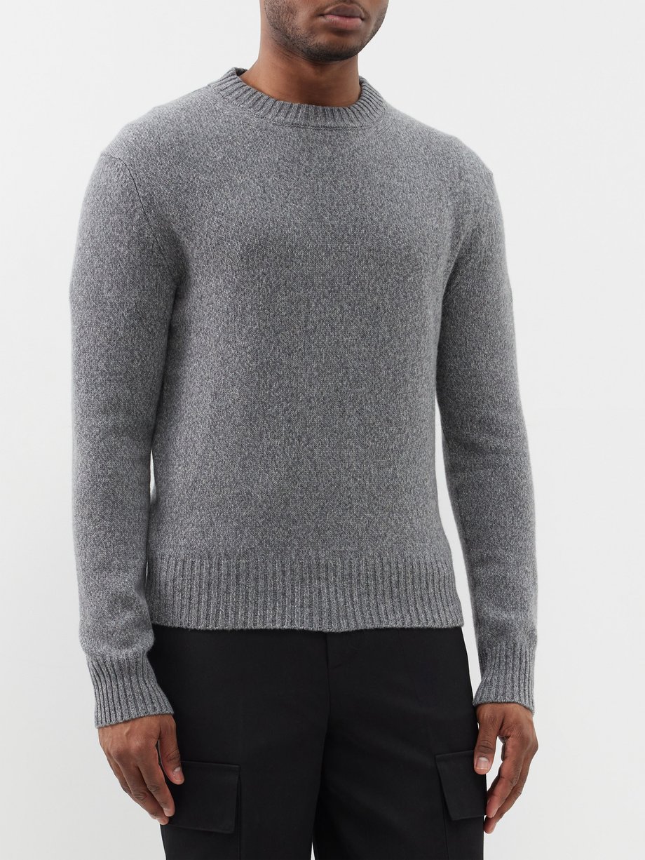 Grey Crew-neck cashmere-blend sweater | AMI | MATCHESFASHION UK