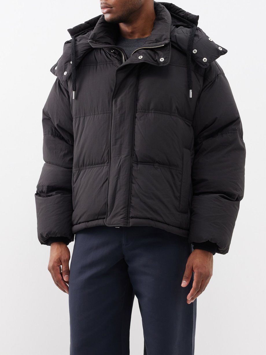 Black Quilted down hooded coat | AMI | MATCHES UK
