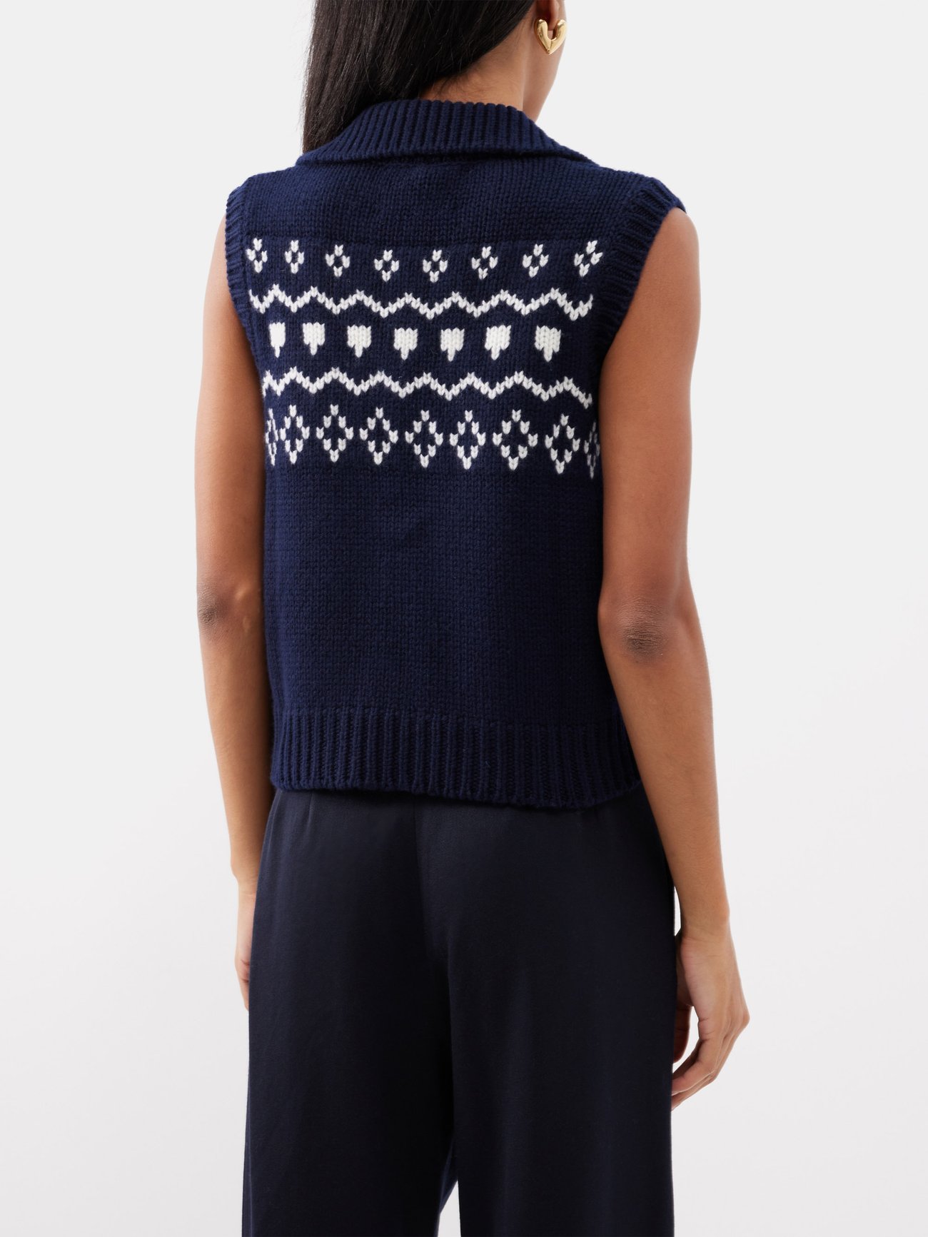 Navy Remington Fair Isle-jacquard cashmere sweater vest | LISA