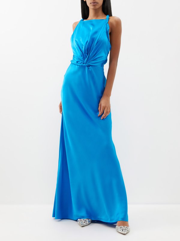 Blue Twisted silk-satin gown | Roksanda | MATCHES UK