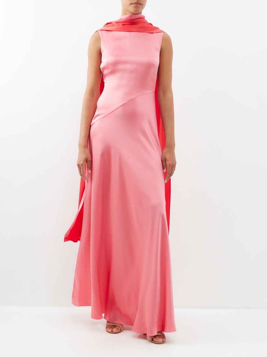 Pink Klanira draped cape silk-satin gown | Roksanda | MATCHES UK