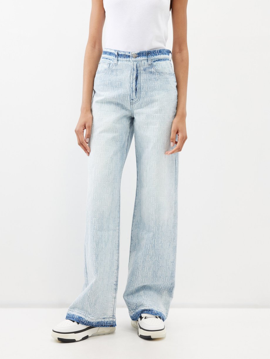 Blue Logo-jacquard wide-leg jeans | Amiri | MATCHESFASHION UK