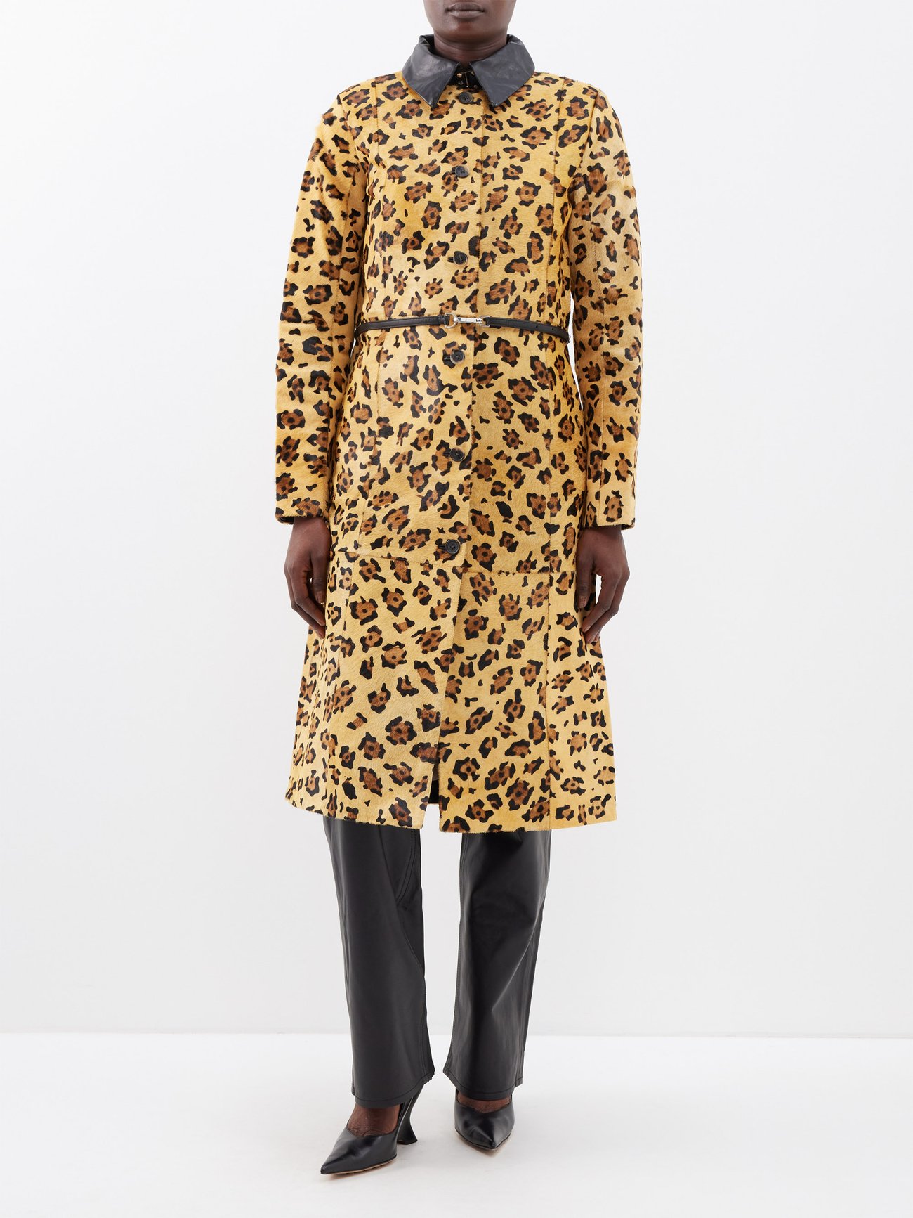 Ginger leopard-print calf-hair coat video