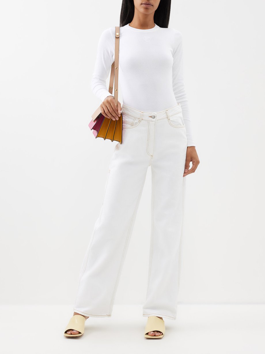 White Eloise organic-cotton long-sleeved T-shirt | Saks Potts 