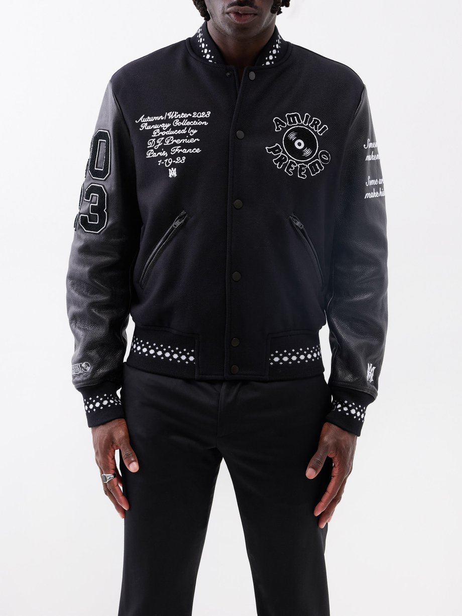 Black X DJ Premier wool-blend varsity jacket | Amiri | MATCHESFASHION US