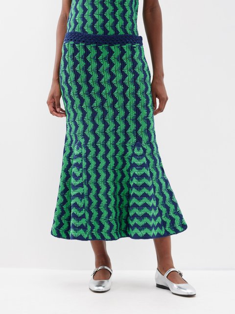 60s Green & White Chevron Skirt – Ige Design
