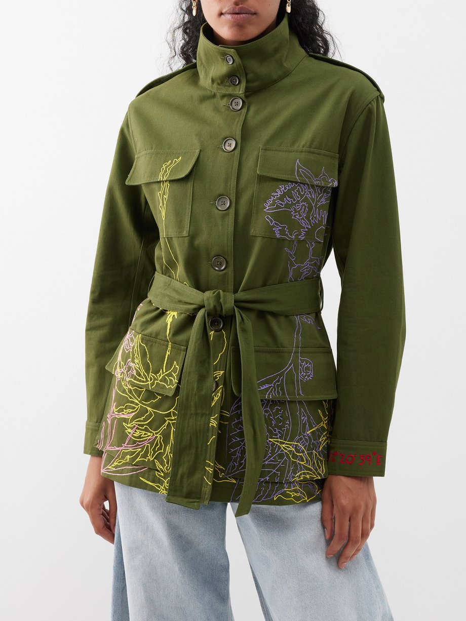 Green Rural Expedition embroidered cotton jacket | Kilometre Paris ...