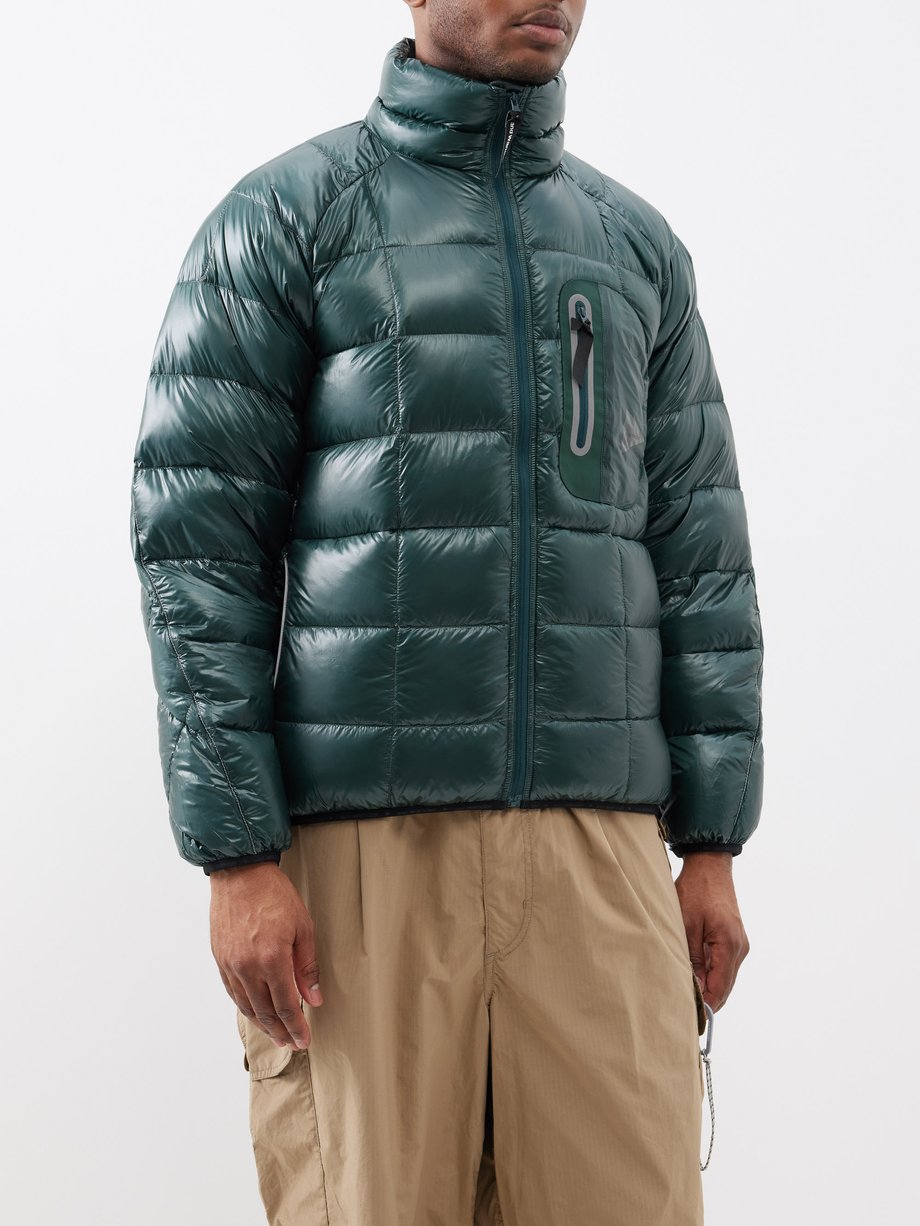 Green Diamond-stitch quilted down coat, And Wander