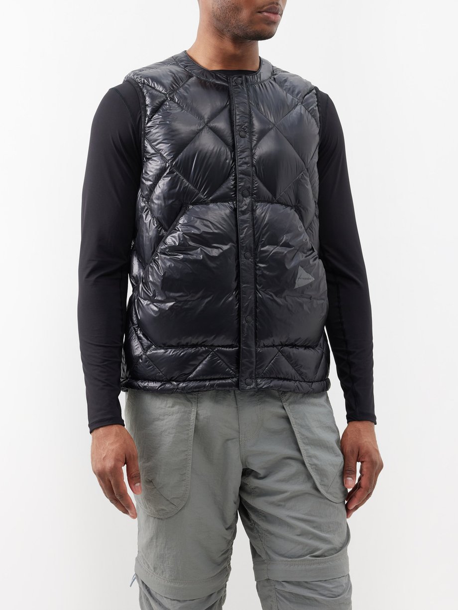 Green Diamond-stitch quilted down coat, And Wander