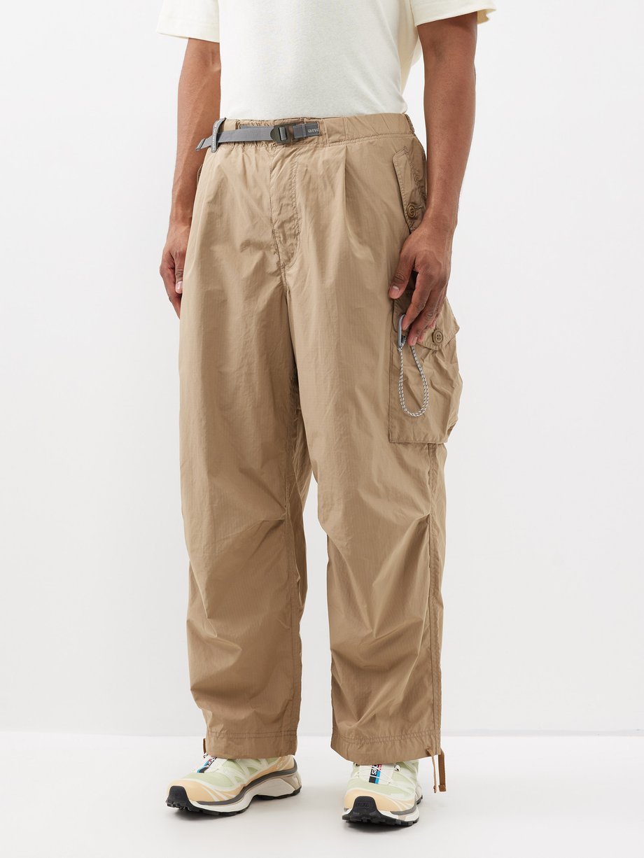 Beige Oversized ripstop cargo trousers | And Wander