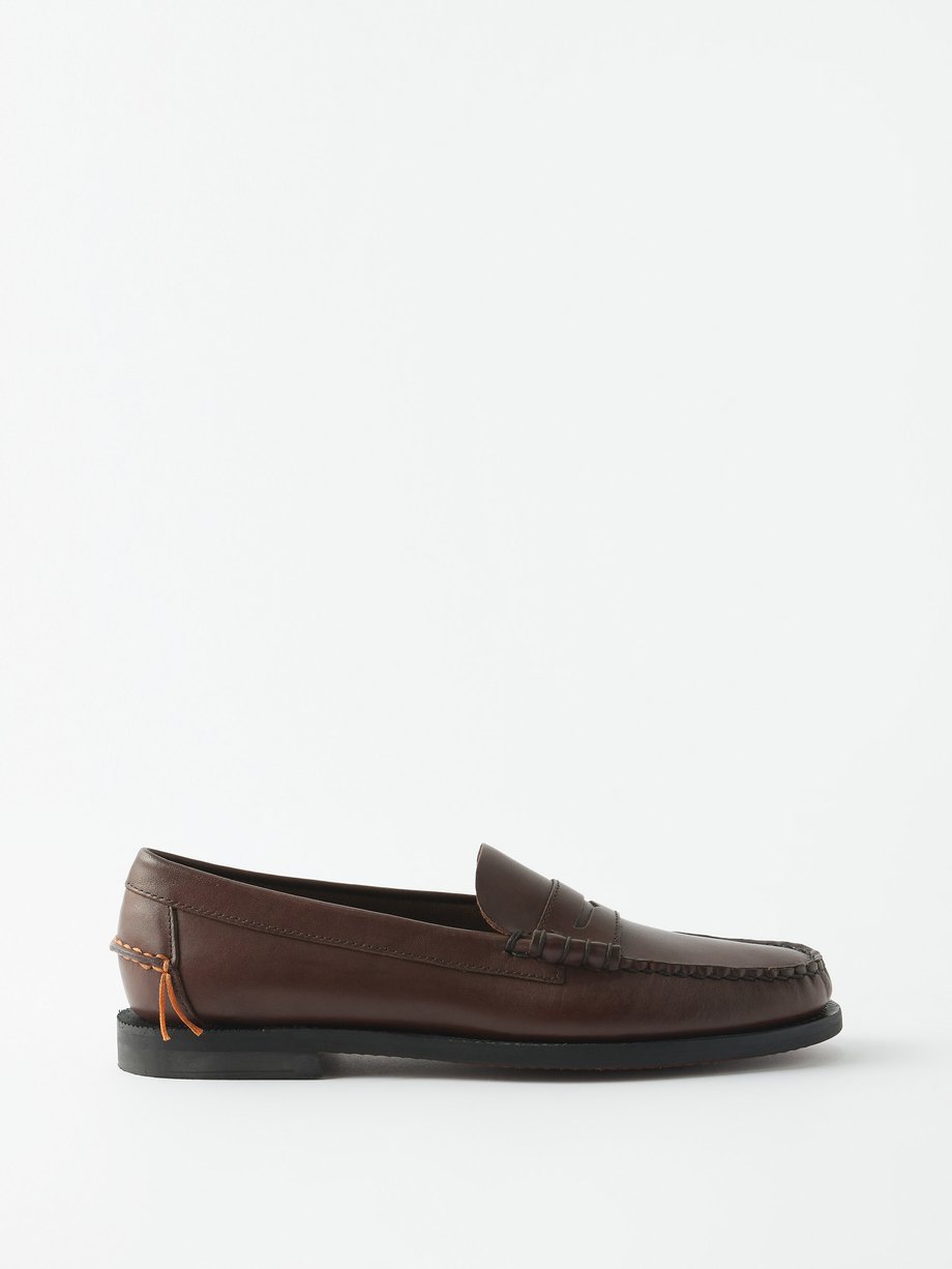 Brown Leather penny loafers | Fortela | MATCHES UK