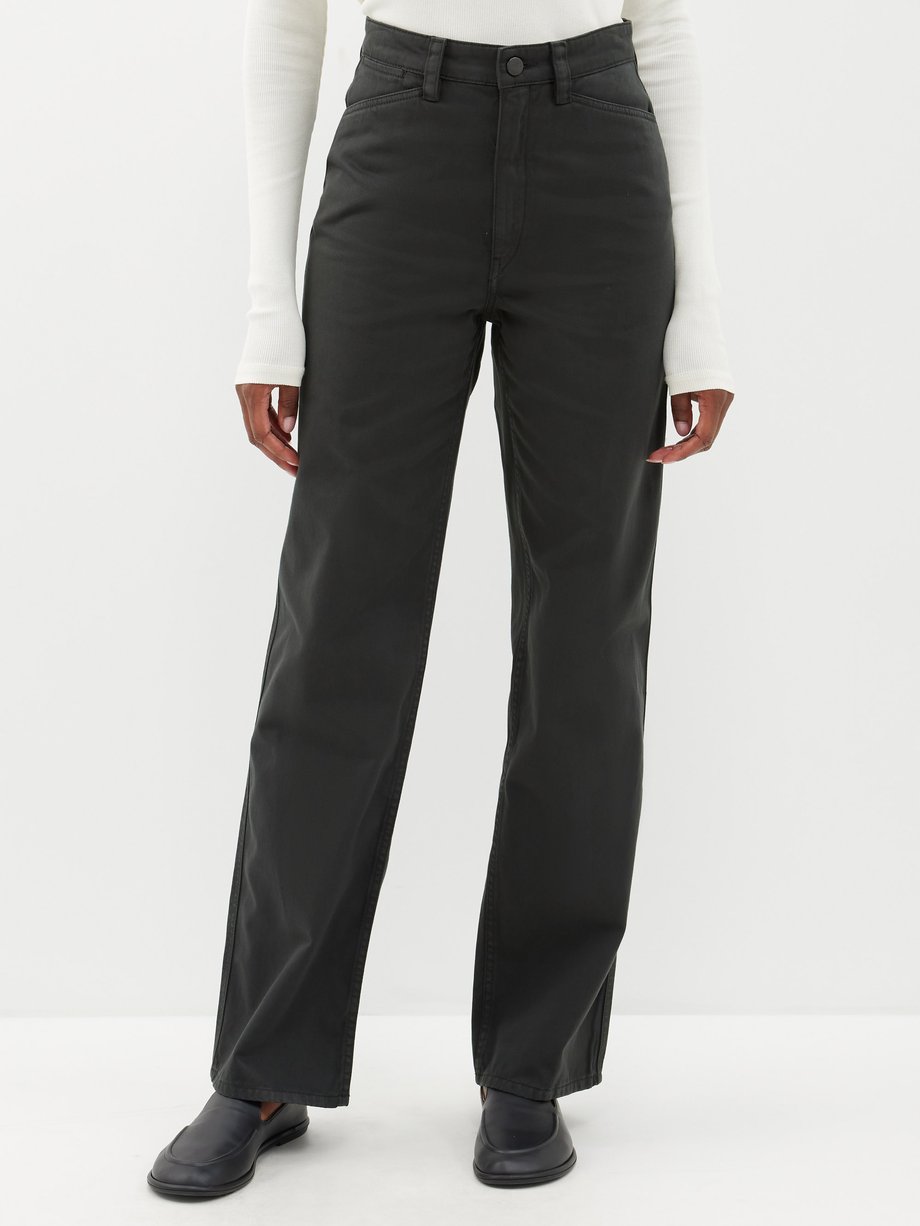 Black Cotton straight-leg trousers | Lemaire | MATCHES UK