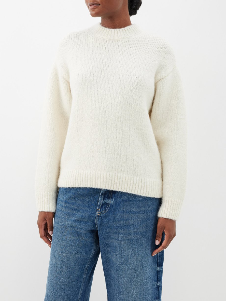 White Pavane logo-intarsia alpaca-blend sweater | Jacquemus ...