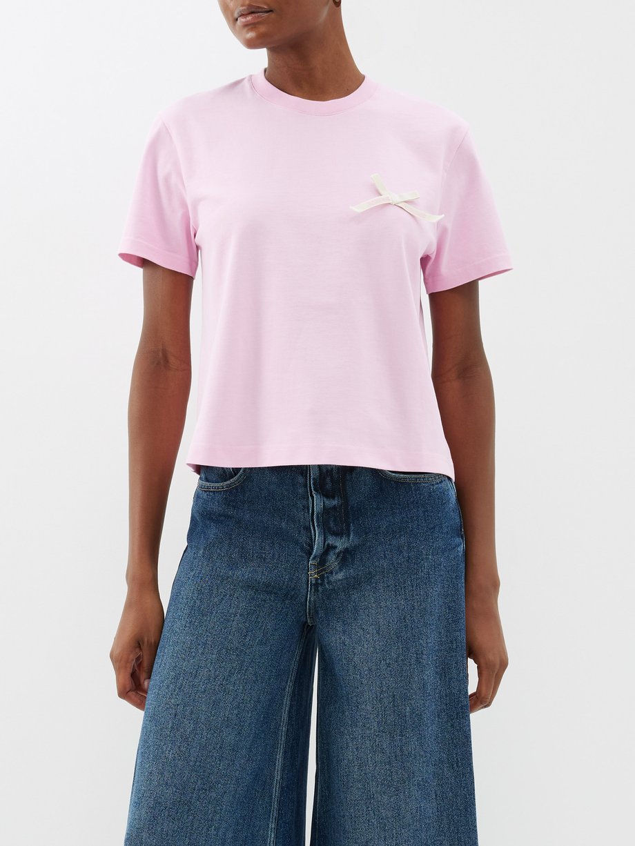 Pink Noeud logo-ribbon cotton-jersey T-shirt | Jacquemus ...
