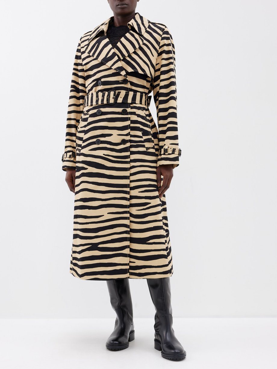 Rabanne Tiger-print cotton-gabardine trench coat