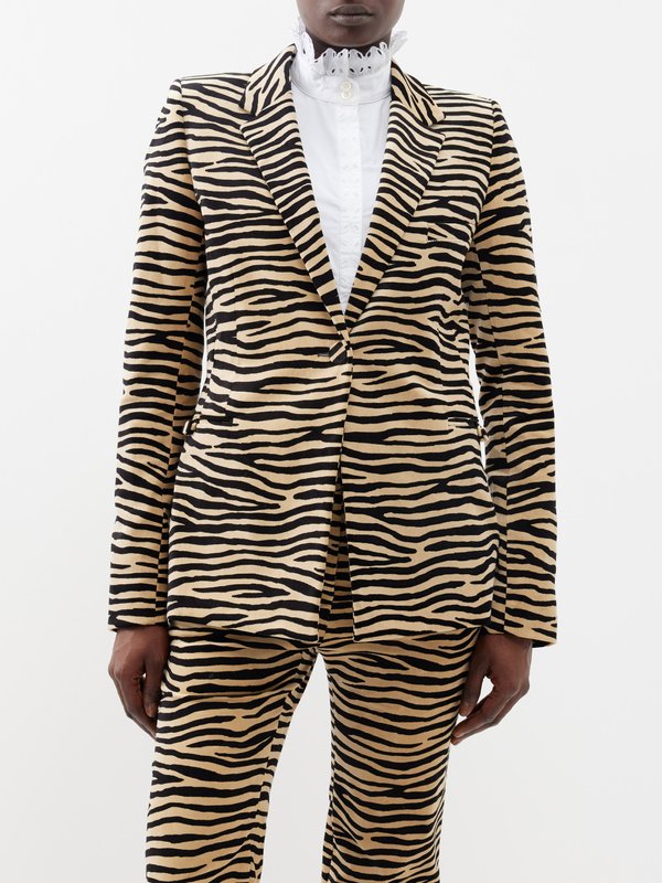 Rabanne Tailor tiger-print cotton-blend velvet blazer