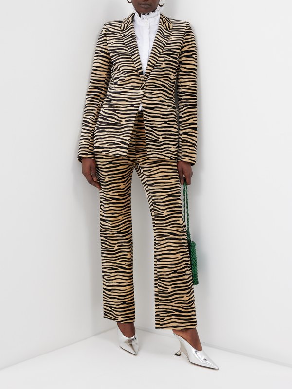 Rabanne Tailor tiger-print cotton-blend velvet trousers