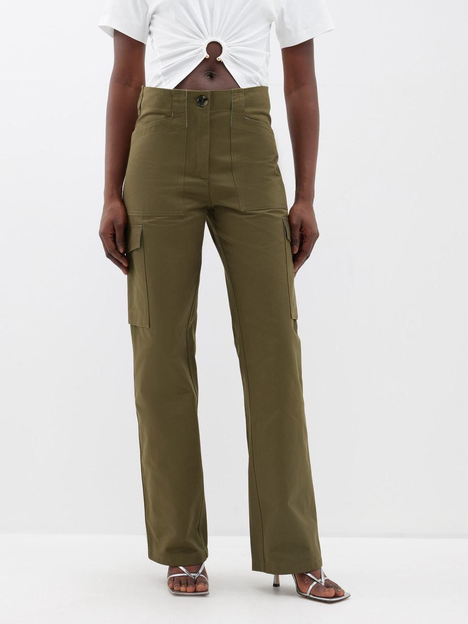 Green Cotton-gabardine cargo trousers | Rabanne | MATCHES UK