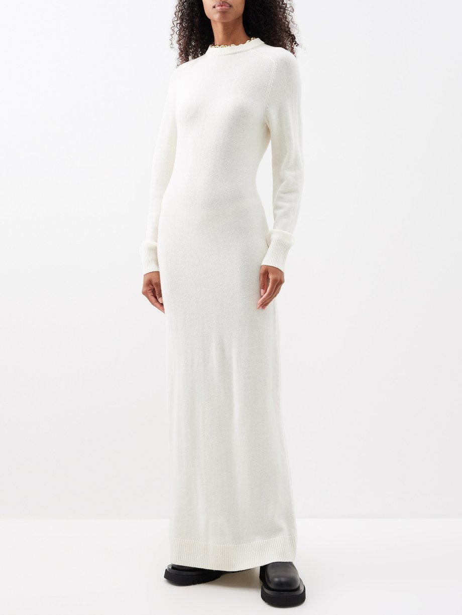 White Chain-embellished wool-blend maxi dress | Rabanne | MATCHESFASHION UK