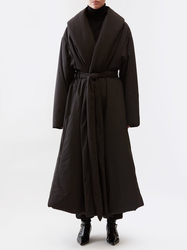 Black Francine padded nylon wrap coat | The Row | MATCHES UK
