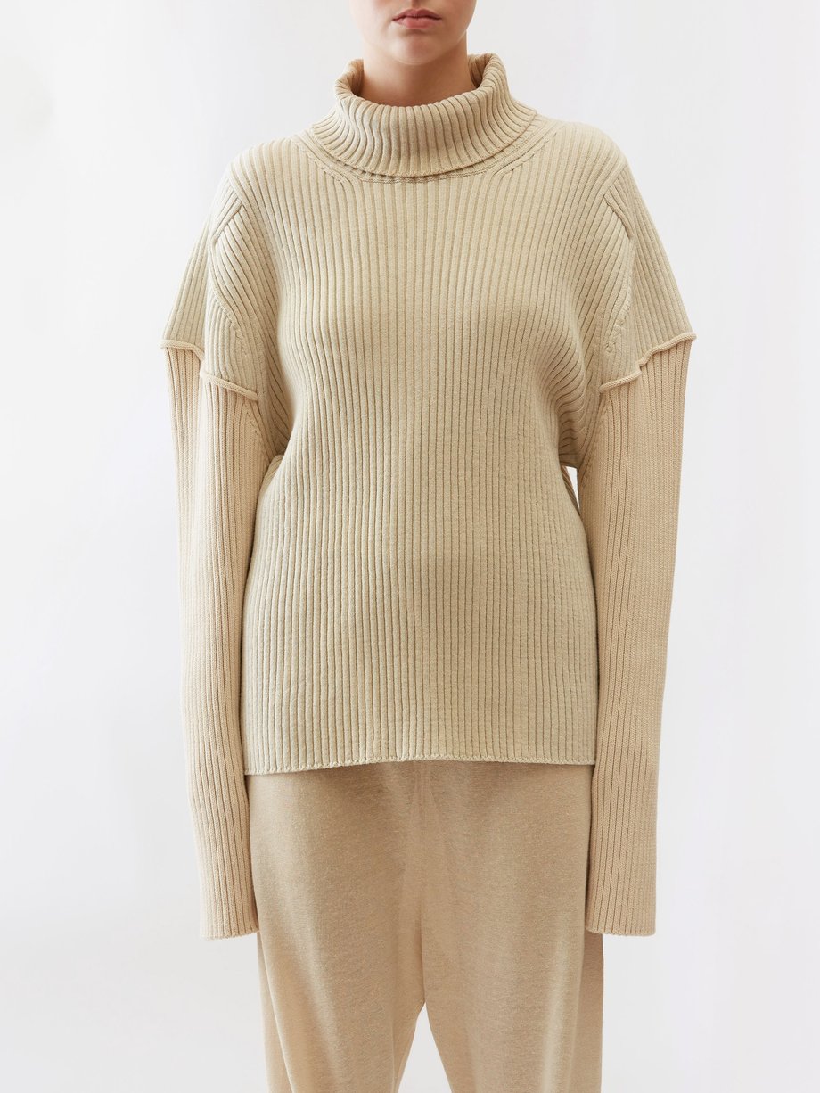 The Row Dua bi-colour ribbed-knit sweater