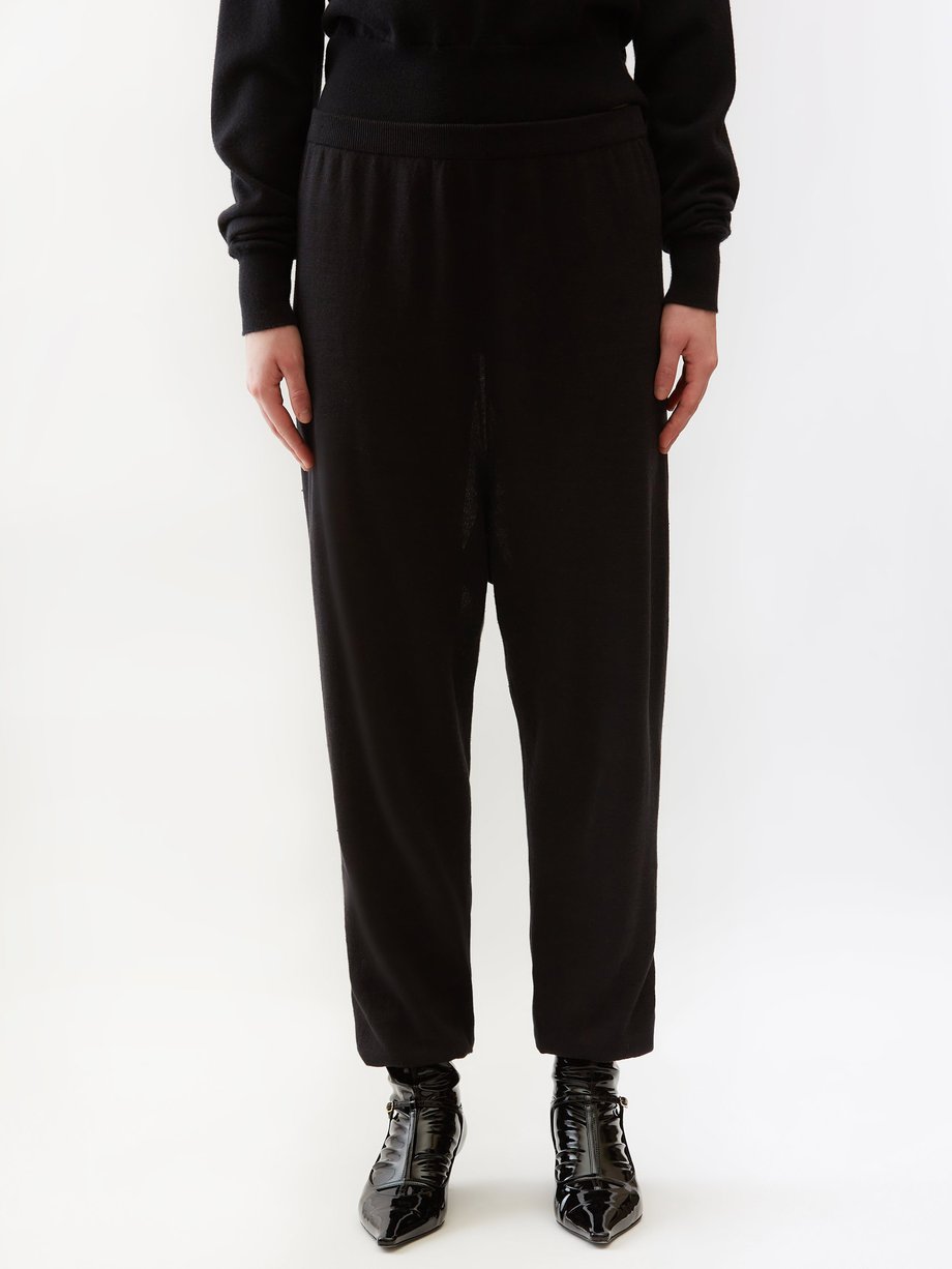 Black Dalbero knitted linen-blend trousers | The Row | MATCHES UK
