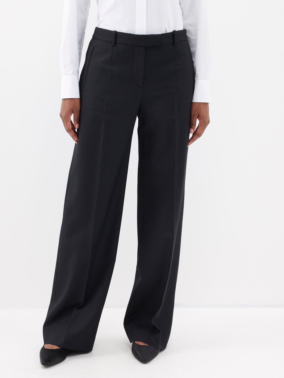 Grey Banew wool-pinstripe wide-leg trousers | The Row | MATCHES UK