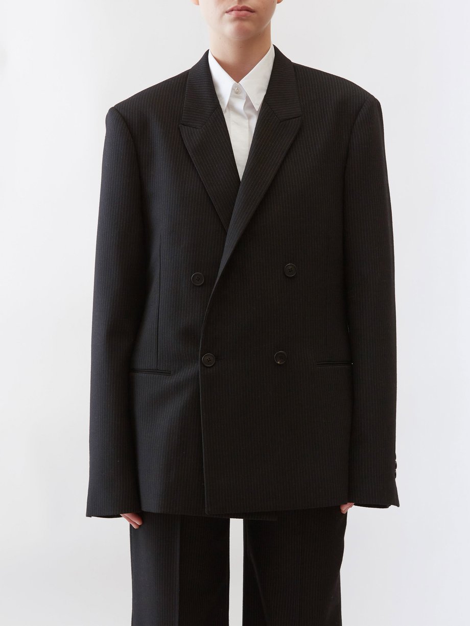 Black Wilsonia oversized pinstriped-wool blazer | The Row | MATCHES UK
