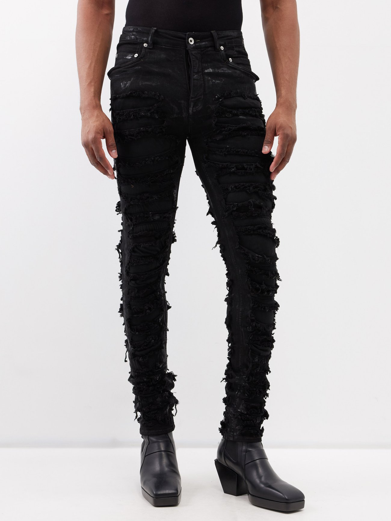 Black Tyrone slashed denim jeans | Rick Owens DRKSHDW