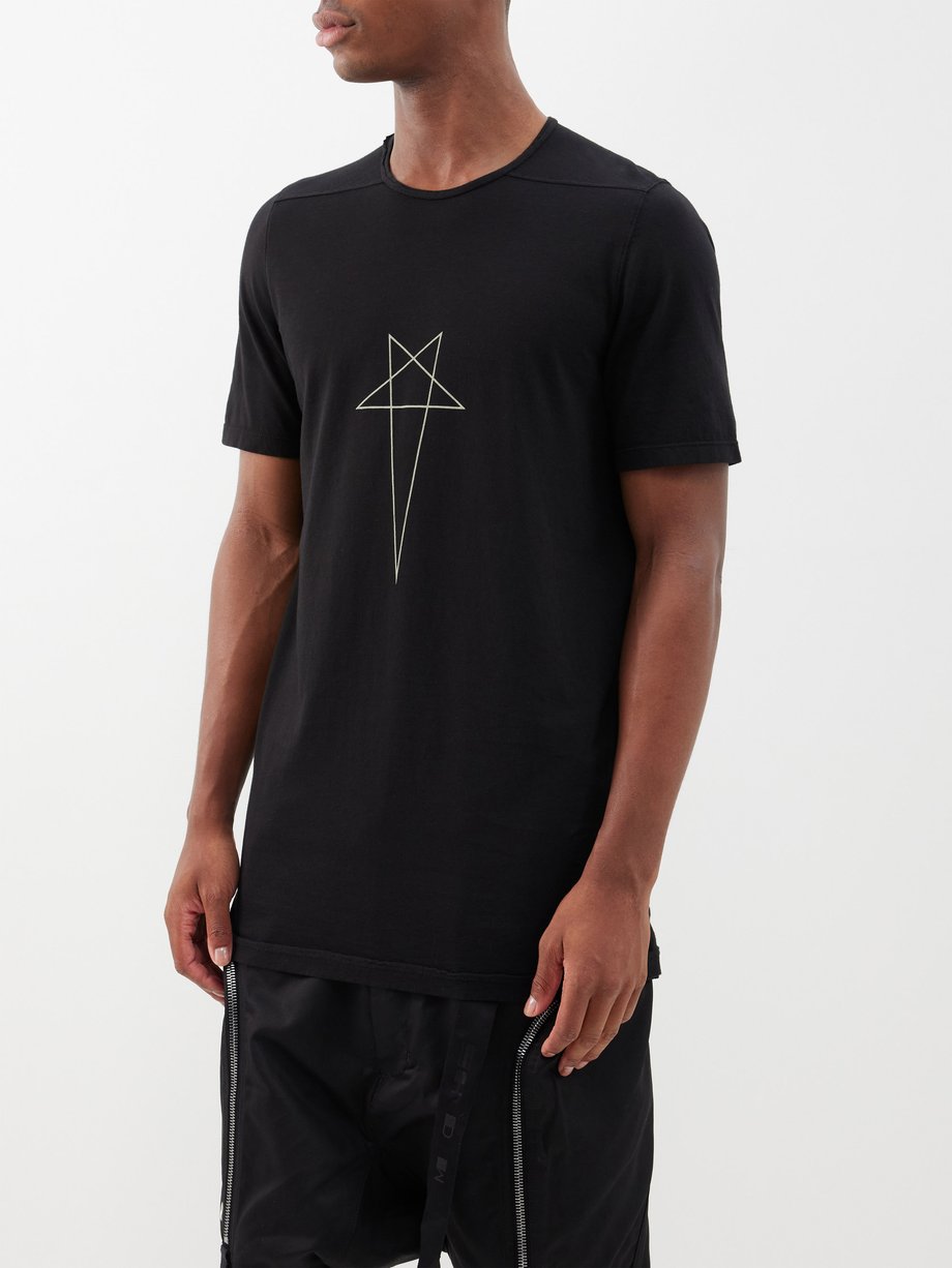 Black Pentagram-print cotton-jersey T-shirt | Rick Owens DRKSHDW