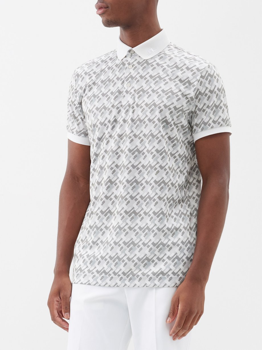 J.Lindeberg Grey KV monogram-print polo shirt | 매치스패션, 모던 럭셔리 온라인 쇼핑