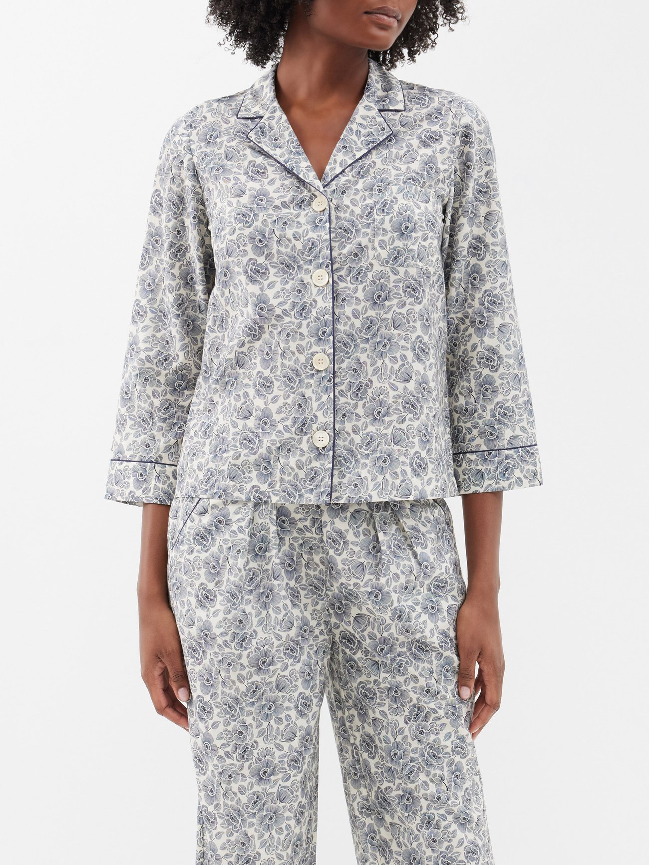 Silk Blend Pyjama Shirt - Luxury Grey