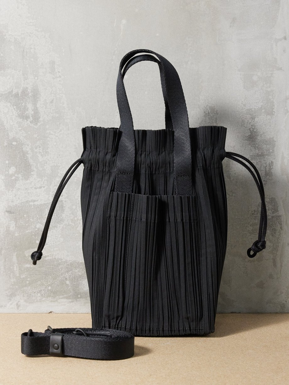 Black Pleats small technical-pleated tote bag, Pleats Please Issey Miyake
