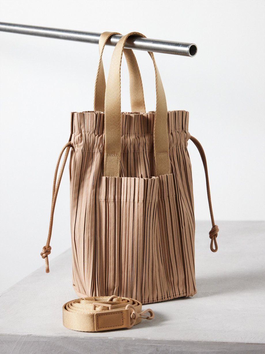 Beige Pleats small technical-pleated tote bag | Pleats Please Issey ...
