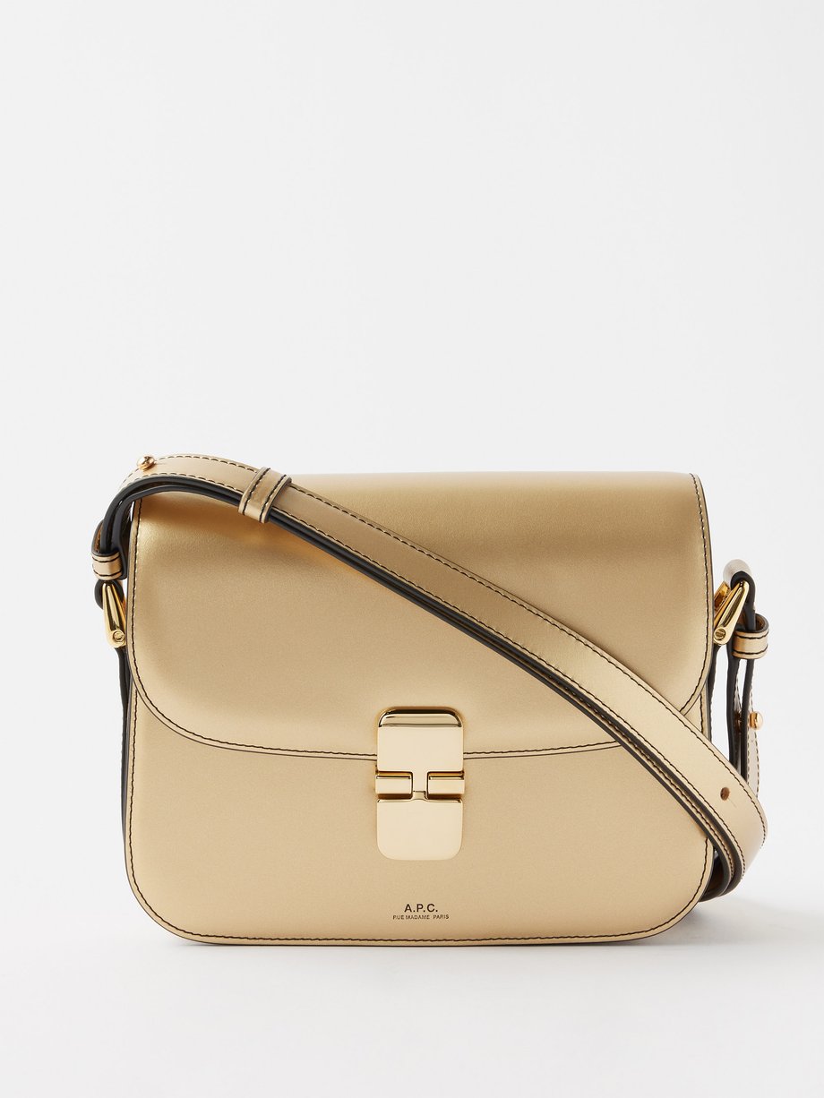 A.P.C. - Grace Small Metallic-leather Shoulder Bag - Womens - Gold