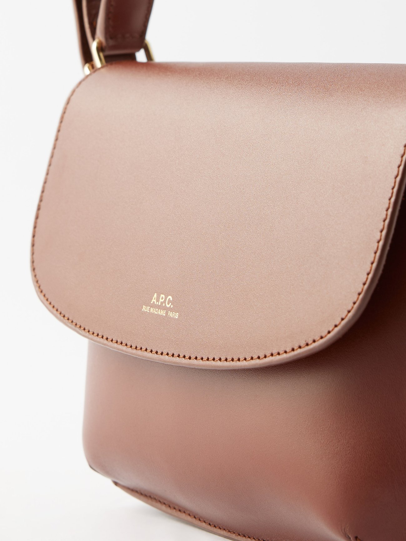 A.P.C. Sara Taupe Leather Shoulder Bag