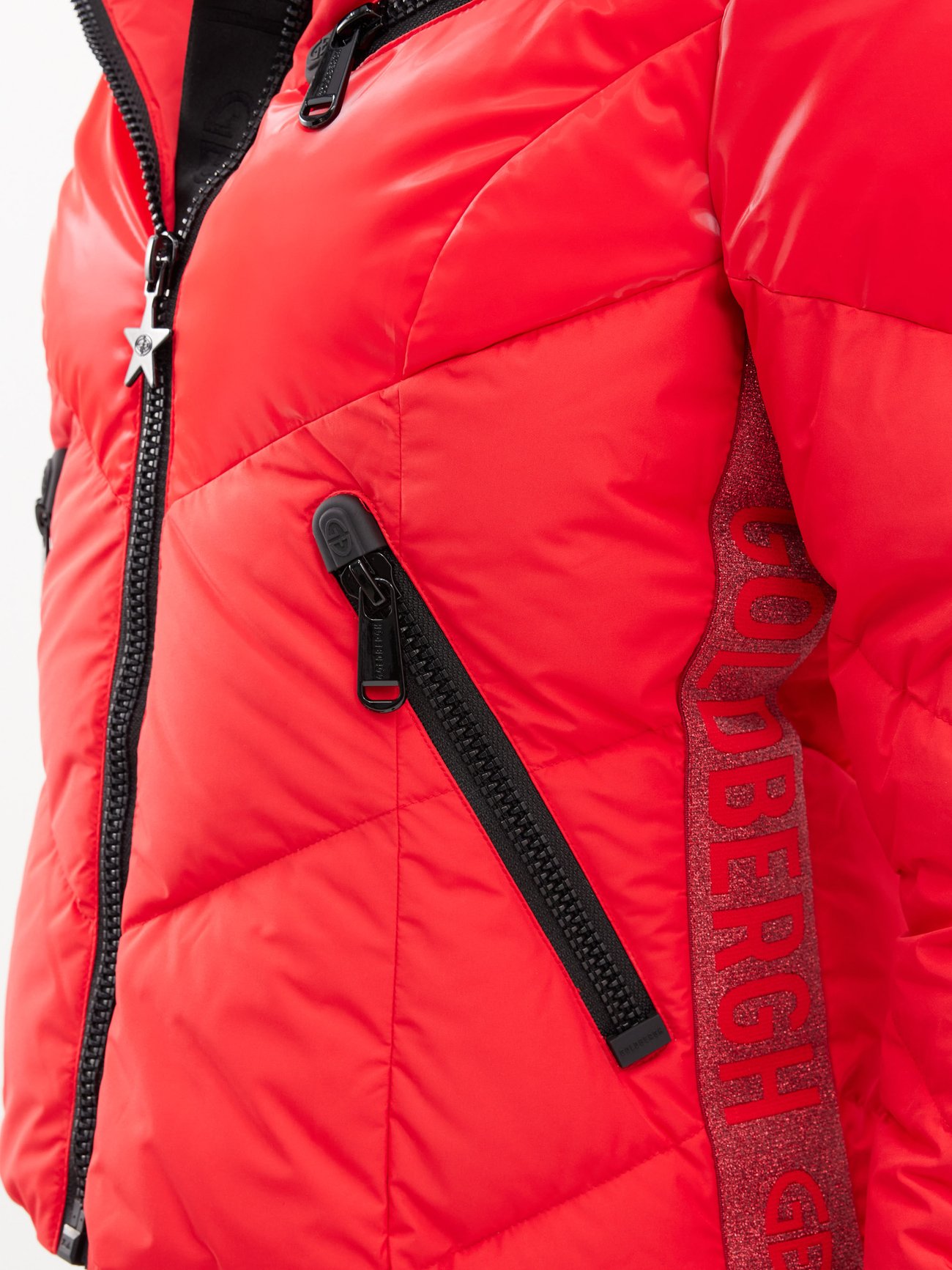 Moraine hooded quilted paneled ski jacket