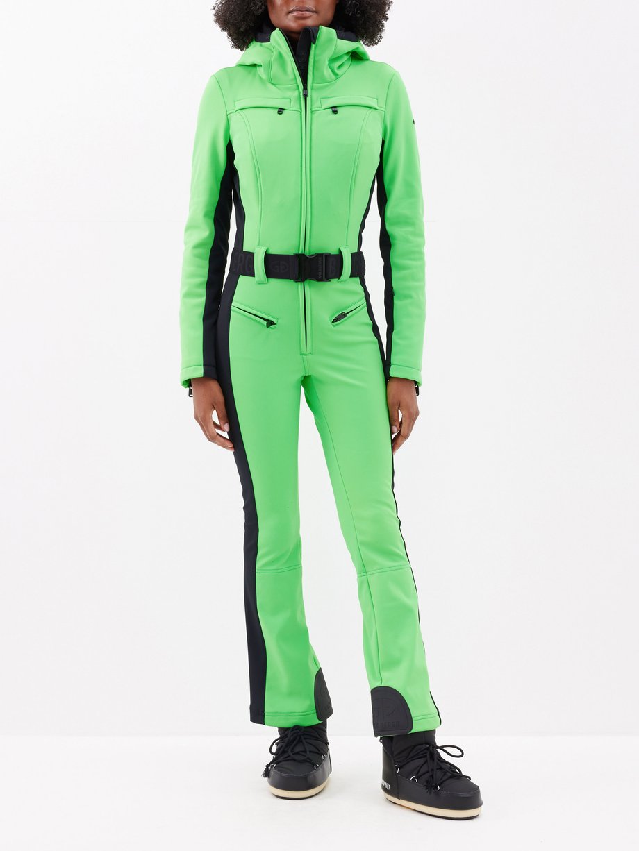 Green Parry belted softshell hooded ski suit | Goldbergh | MATCHES UK