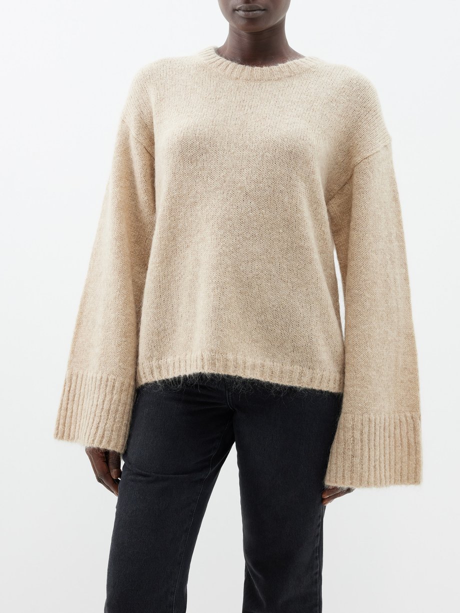 Beige Cierra flared-sleeve wool-mohair sweater | By Malene Birger ...