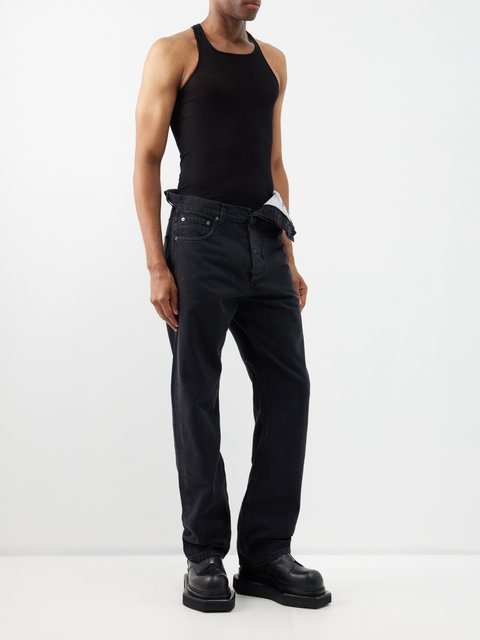 Black Evergreen asymmetric-waist jeans | Y/Project | MATCHES UK