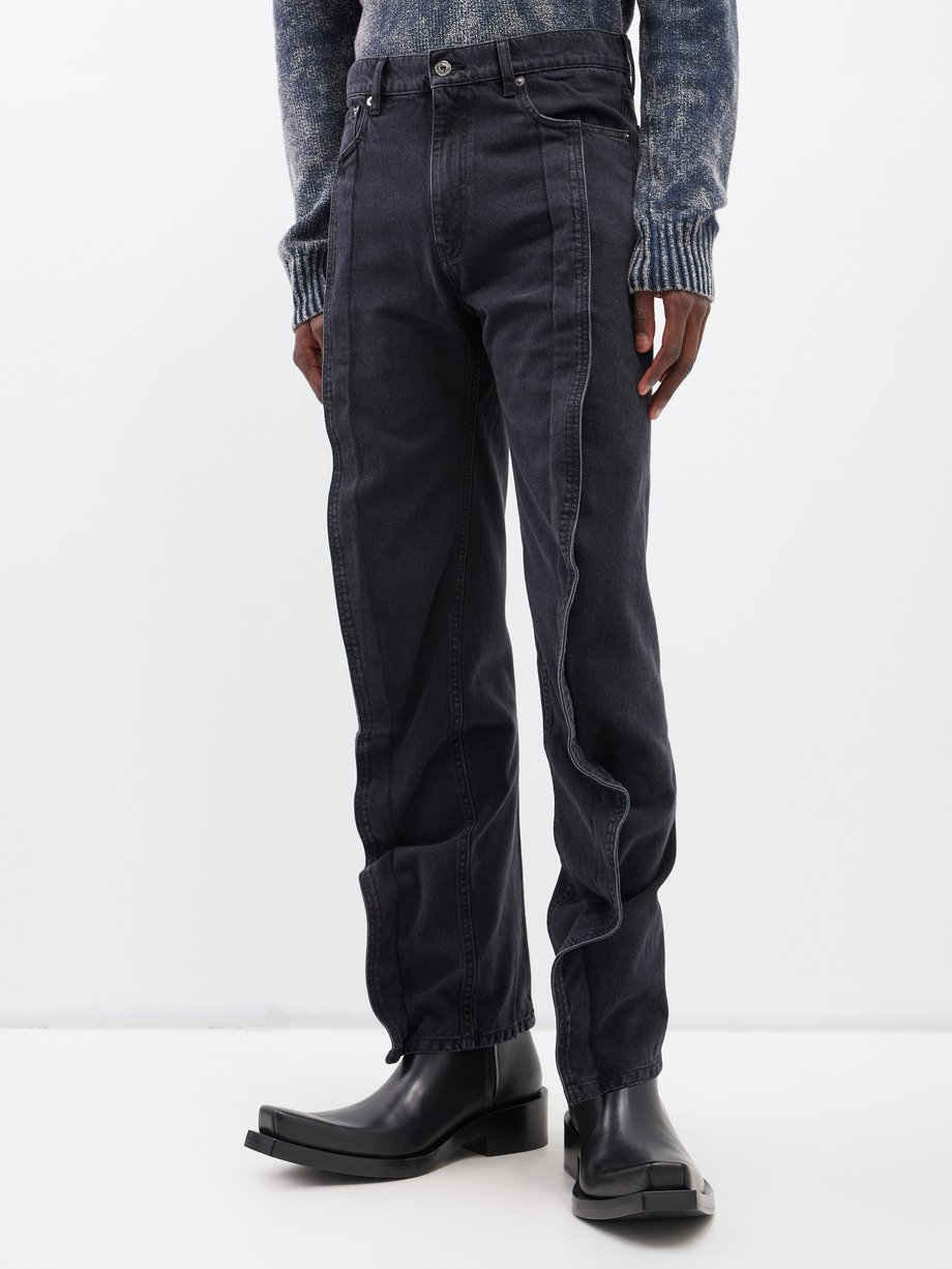 Black Evergreen ruffled organic-cotton jeans | Y/Project