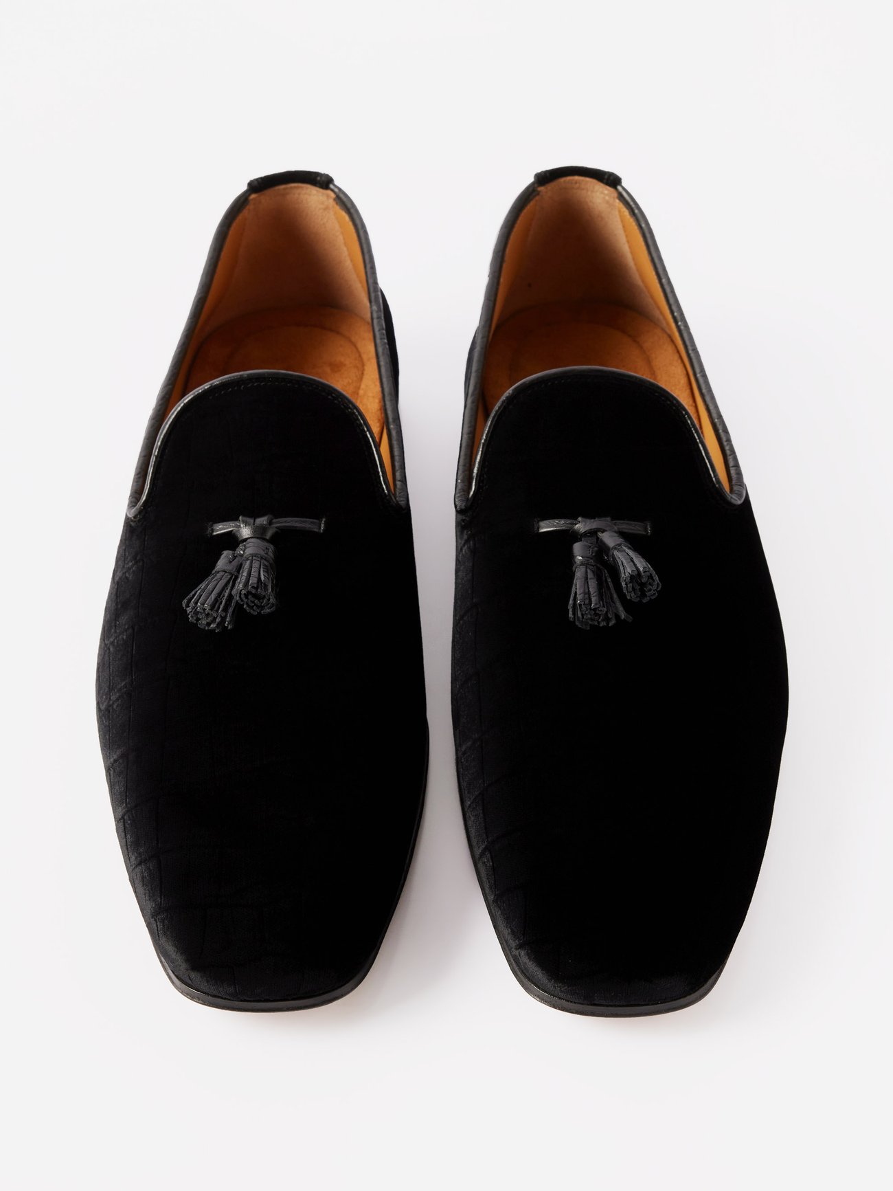 Men's Black Velvet Loafer with Black Tassel