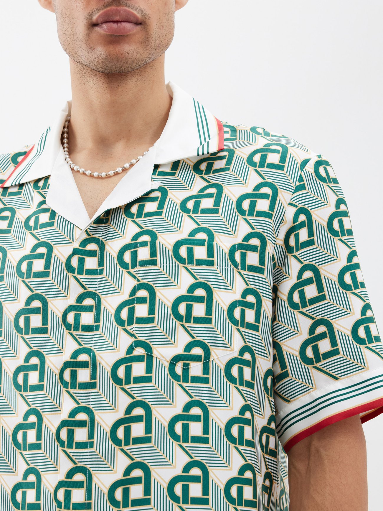 Gucci monogram-pattern Silk Shirt - Blue