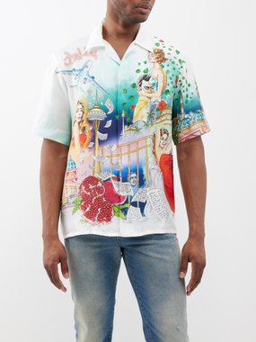 Shop Dolce & Gabbana 2023 SS Silk twill hawaiian shirt with