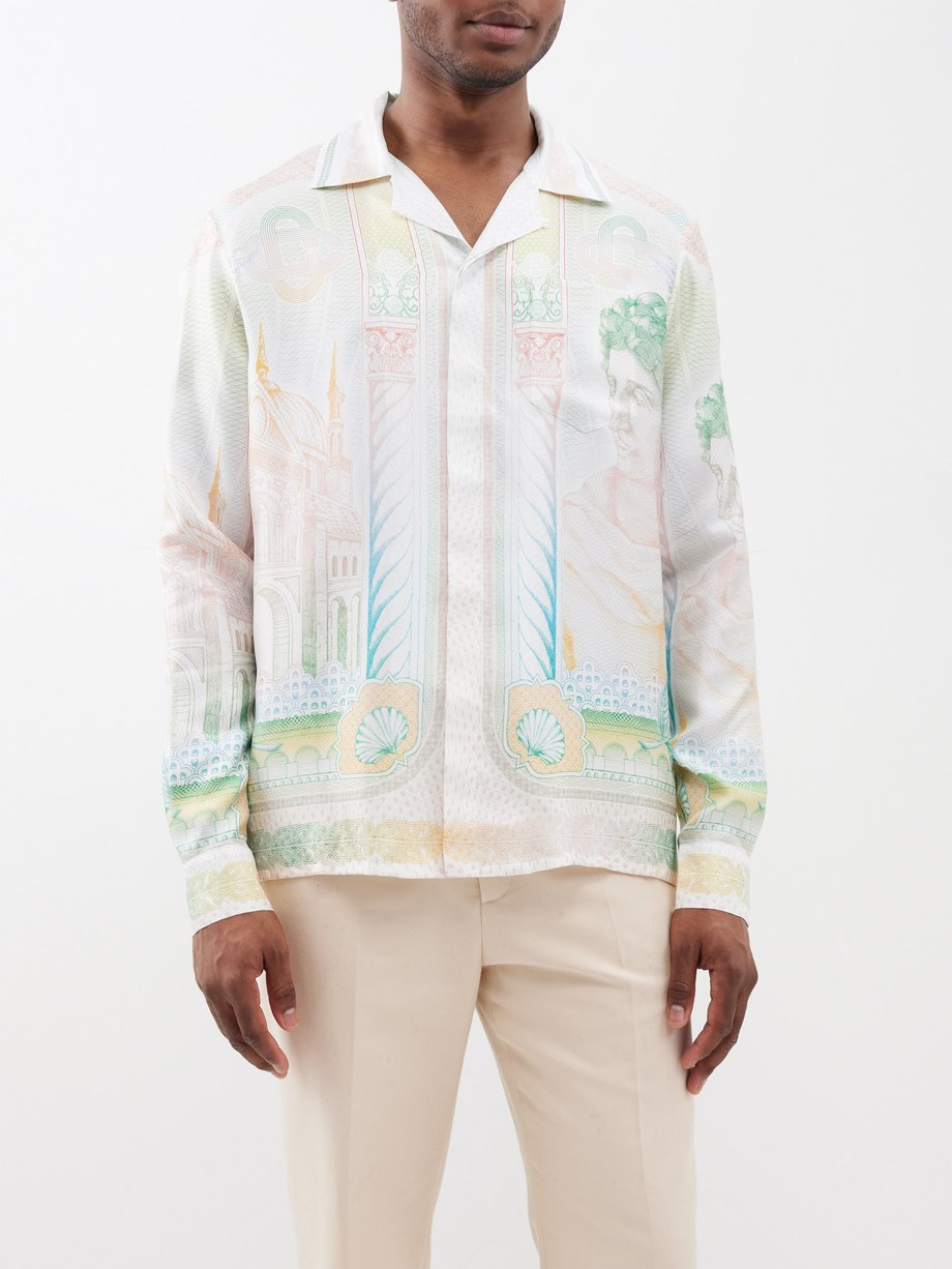 Pink Monnaie-print silk shirt | Casablanca | MATCHES UK