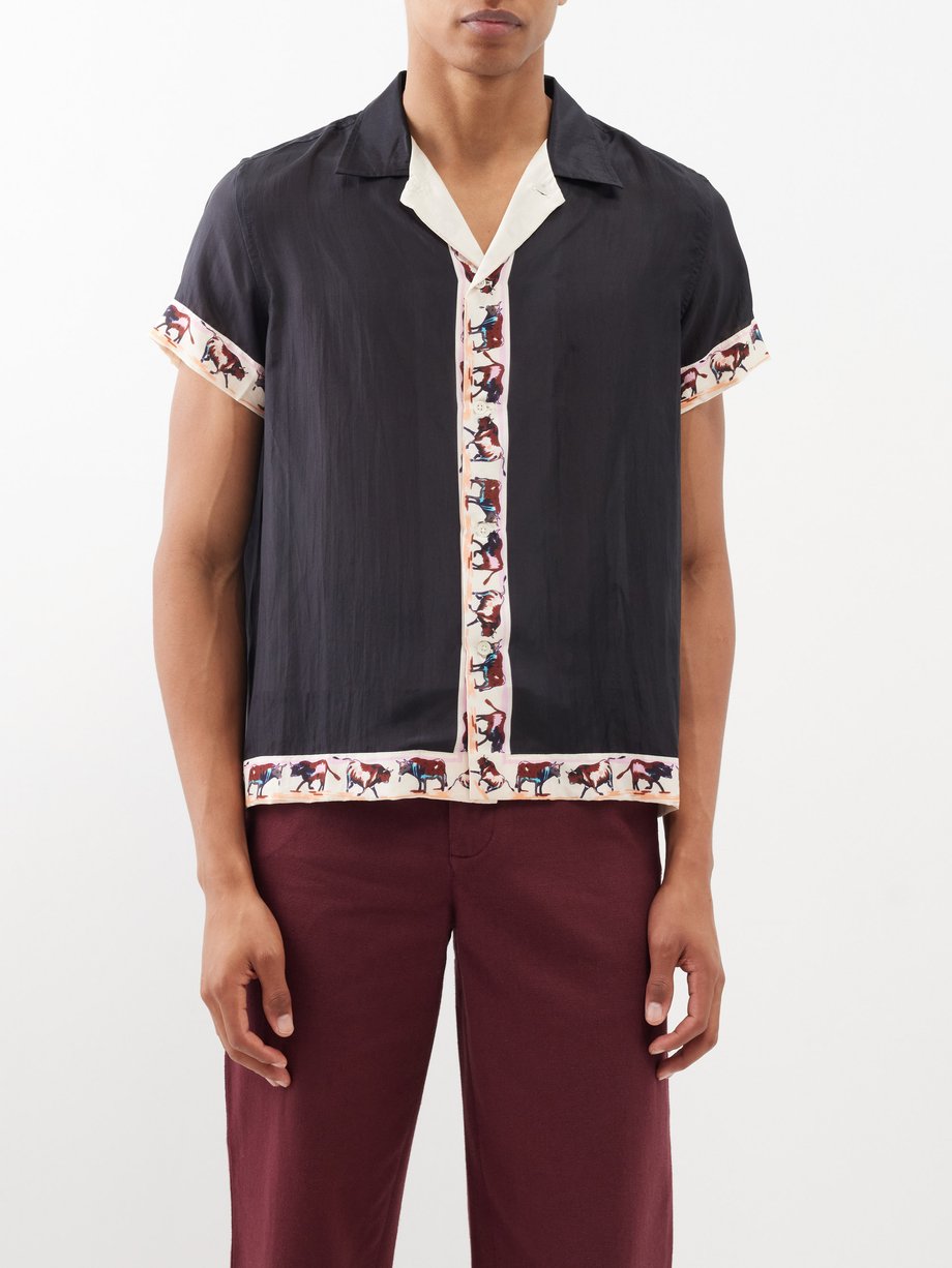 Bode Taureau silk short-sleeved shirt