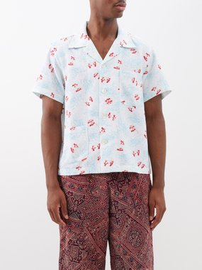 Bode Penguin-print cotton bowling shirt