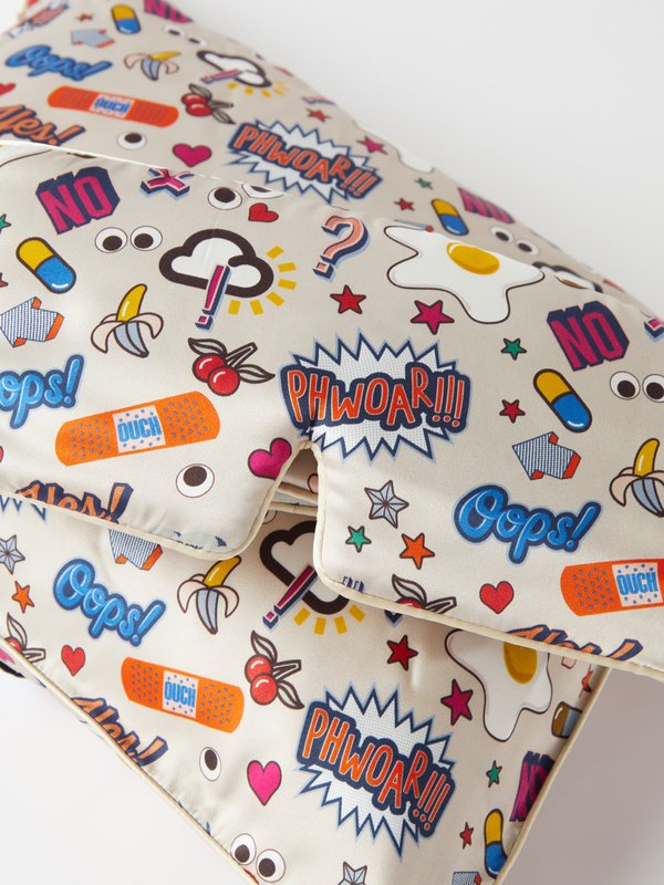 Anya Hindmarch All Over Stickers silk pillow and eye mask