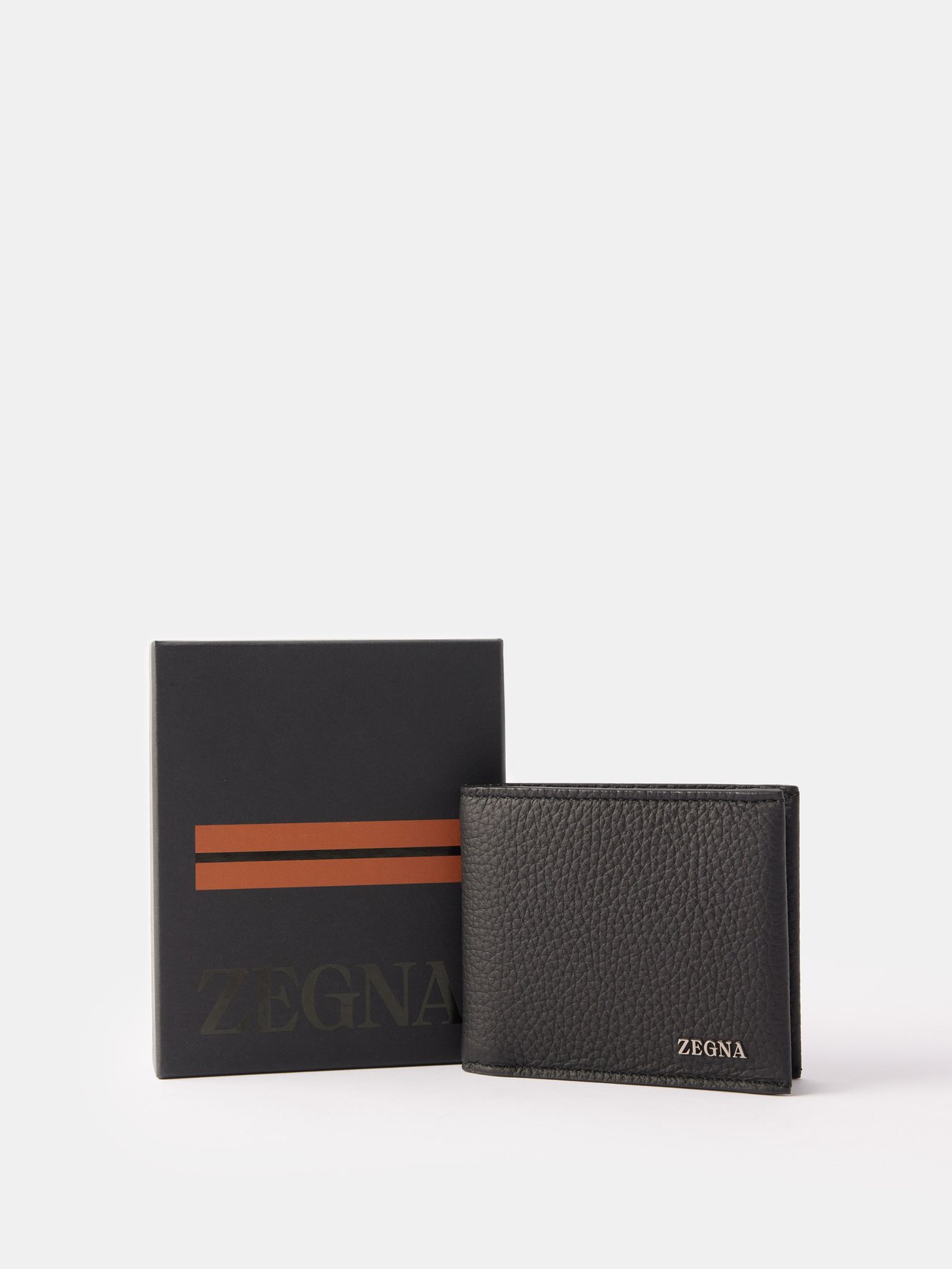 Zegna Logo Plaque Bi-fold Wallet in Black for Men